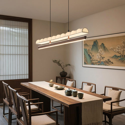 中古风餐厅吊灯宋式美学极简餐厅吊灯现代简约创意个性吧台餐桌灯