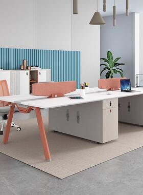 组职员办公桌椅合4工位办公桌简现代职员桌四YY-15六6约八人位组