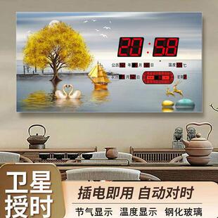 ?万历年卫星自对时电钟装饰画家用动客厅时子钟Fh(x}x}x静音壁挂