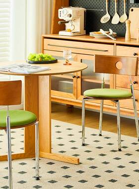 古餐椅家用实木靠桌背中椅椅小户型餐椅锈钢设计师RNQ椅靠子款高