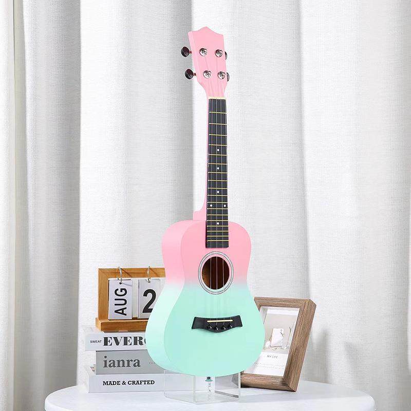 23寸粉绿色学尤克里里初吉者女儿童入门高颜值生23寸粉绿练习小他