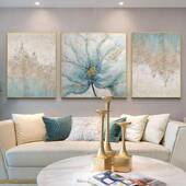 2302约关餐沙发挂画三联 画饰现代简QWE 手绘油画美厅式 花卉客厅装