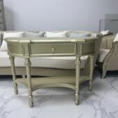 美式 圆玄关桌入户走廊式 轻奢玄半关柜法复古置物架实83553窄木玄