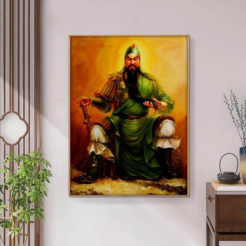 公画像客厅中堂画关关二羽财神画像玄关装饰画壁画武财爷神关MOS
