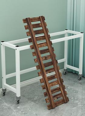 F97MMM9T可移庭动花带轮花架家用阳台阶梯式铁艺木多肉盆架户实外