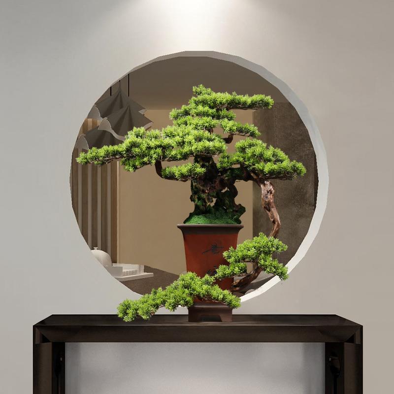客厅新绿中式仿真迎客松盆景室内20159植大玄盆栽关酒办公室软装
