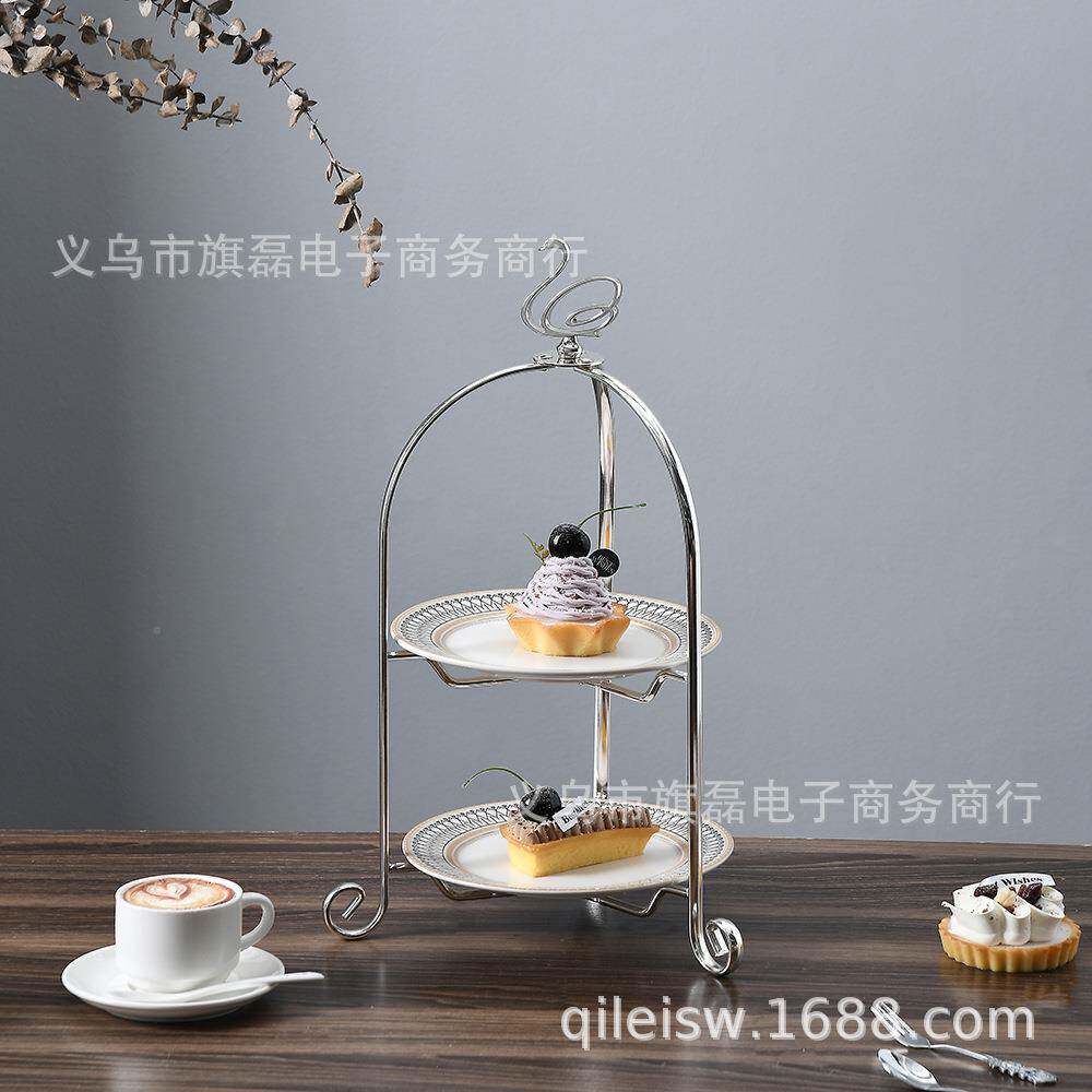 欧无品牌/式多层果甜品台天鹅层三层蛋糕盘餐厅两午家居点心水下