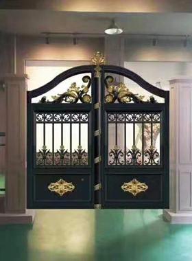 铝艺庭院大门别墅铝合大农VPJ村院子围大墙电自动金平开推门拉折