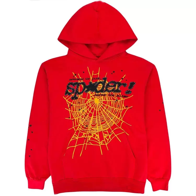 Sp5der SS24 【Stock x version】 Legacy Orange HOODIE  蜘蛛网潮牌男女同款套头卫衣帽衫 红色 S-XXL  824