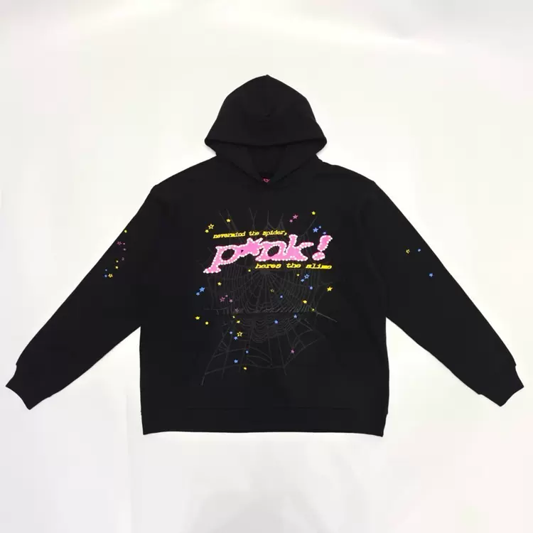 PINK V1【Stock x version】Sp5der FW23 HOODIE  蜘蛛网潮牌男女同款套头卫衣帽衫 黑色 尺码：S-XXL  788