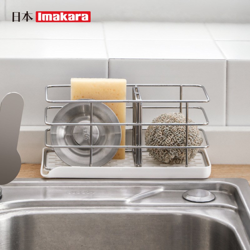 imakara海绵不锈钢置物架收纳架沥水架桌面家用厨房落地