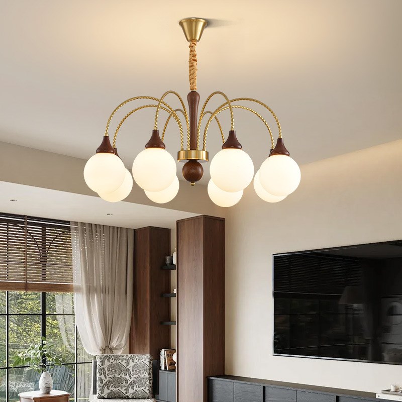 法式复古客厅吊灯2025新款中古风南洋魔豆灯大厅主灯美式奶油灯具