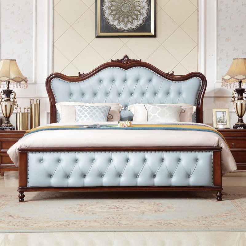 美式全实木双人床1.8米欧式1.5m婚床软靠床气压高箱储物