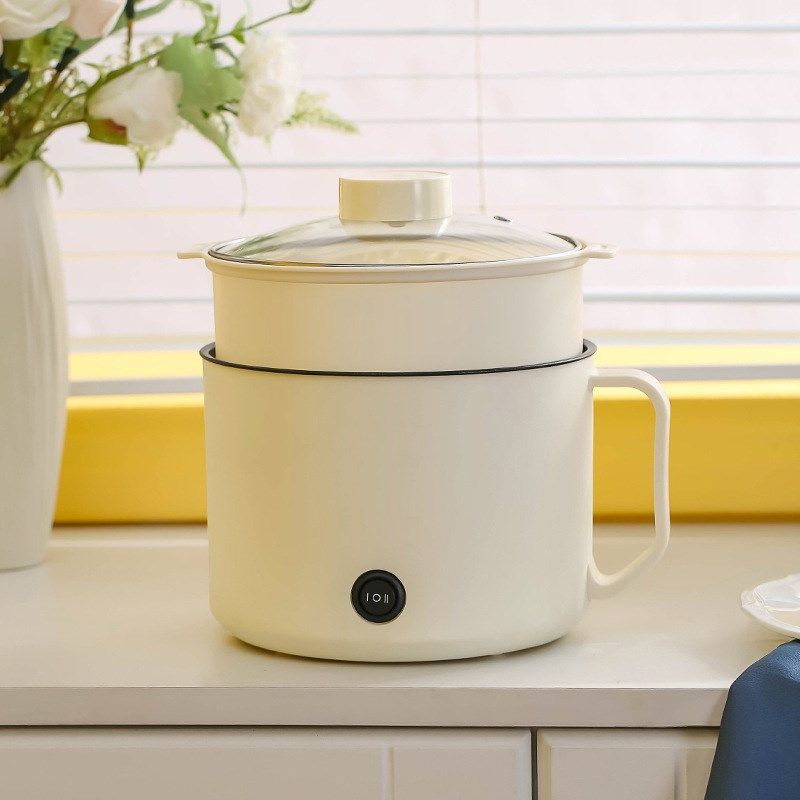 电煮锅大手柄多功能不粘锅学生宿舍锅简约淡绿色米白小功率,厨房电器,电煮锅,淘宝优惠券,粉丝福利购,淘宝优惠卷