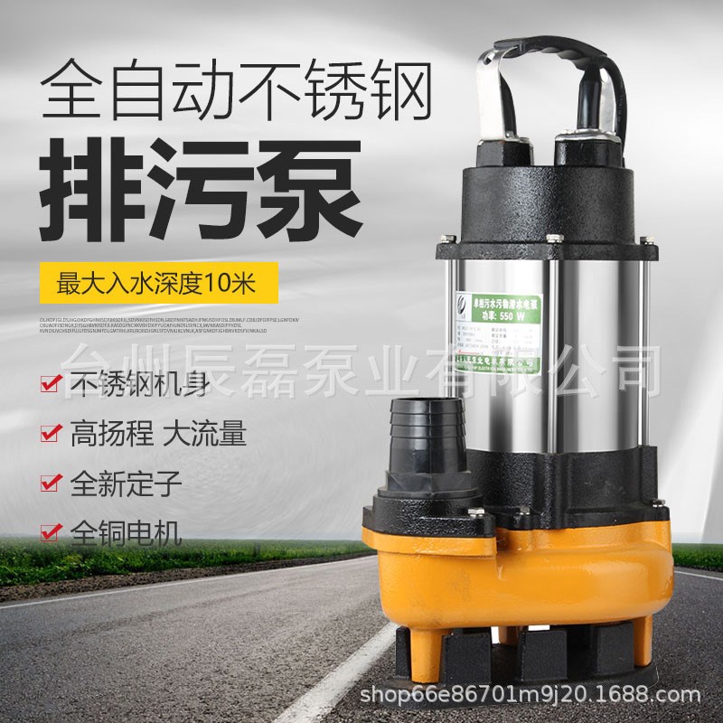 不锈钢自动污水泵工程排污家用220V小型泥浆农用浮球控制潜水电泵