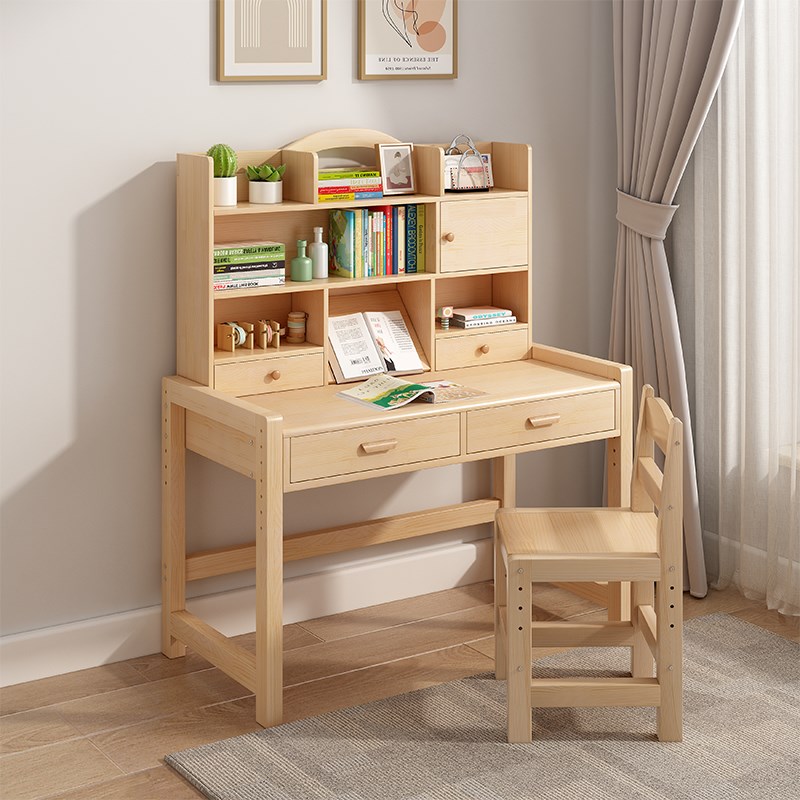 书桌儿童学习桌全实木初中小学生卧室男女孩家用写字课桌椅子套装
