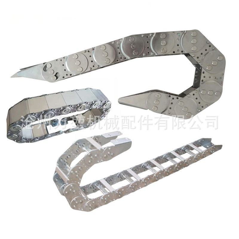 供应钢制拖链桥式全封闭金属履带坦克链数控机床钢铝拖链