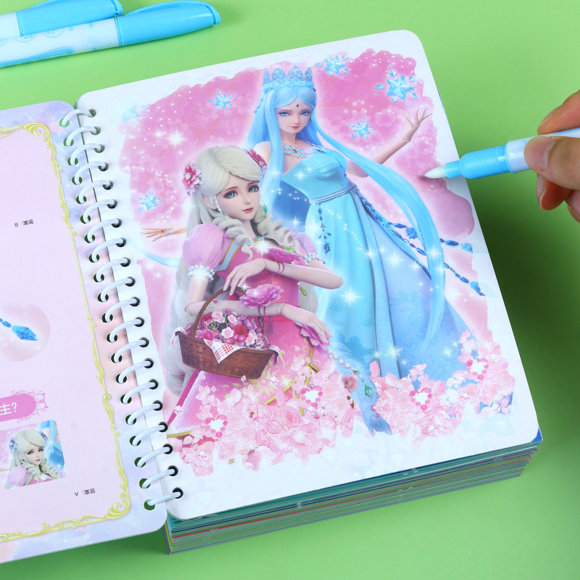 叶罗丽女孩神奇水画本清水涂色绘画反复涂鸦书宝宝益智幼儿园绘画