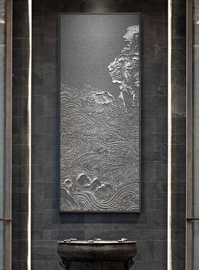 3NO新中M式红色装饰入户玄关竖版立体挂饰抽画象山水F768T7J9大壁