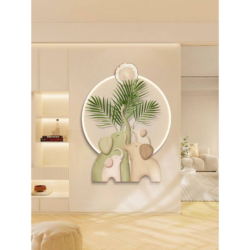 吉象如意玄关装饰画带led灯发光挂画创意走廊过道氛围灯画入户画图片