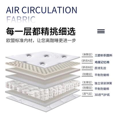 席梦思床家用室软垫1垫.8m43903加厚2m0c经济型弹簧床垫卧天然乳