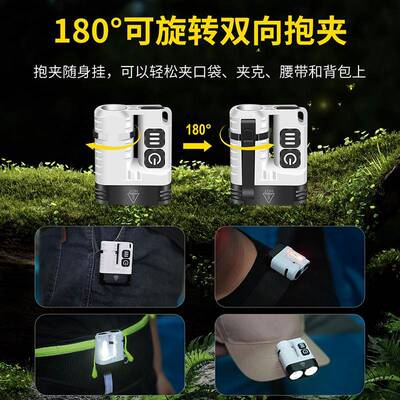 新款高亮1600LM手电筒多功U6能强光作磁吸工灯旋转抱夹可手电筒