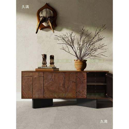 ODZ诧寂复古风全实木餐柜边柜古边玄关储物收纳柜简约中设计师视