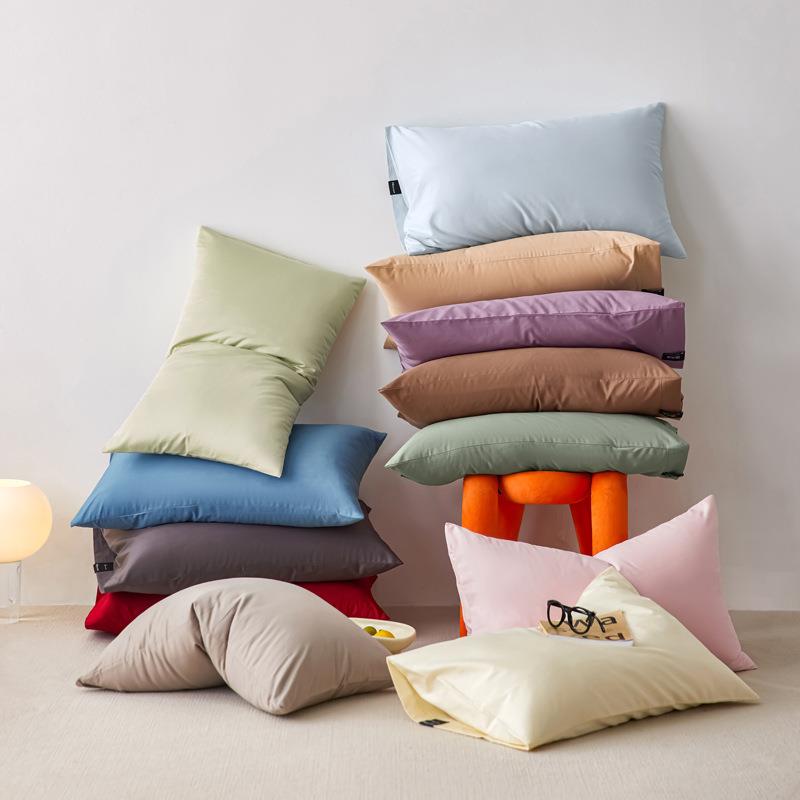 类全棉100S高纯支长绒棉套一对装家用纯A色枕EPF枕头套棉酒店枕芯