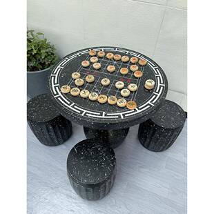 123仿盘石桌石凳象棋桌椅户外庭院下露天阳台休闲小棋圆桌子防水