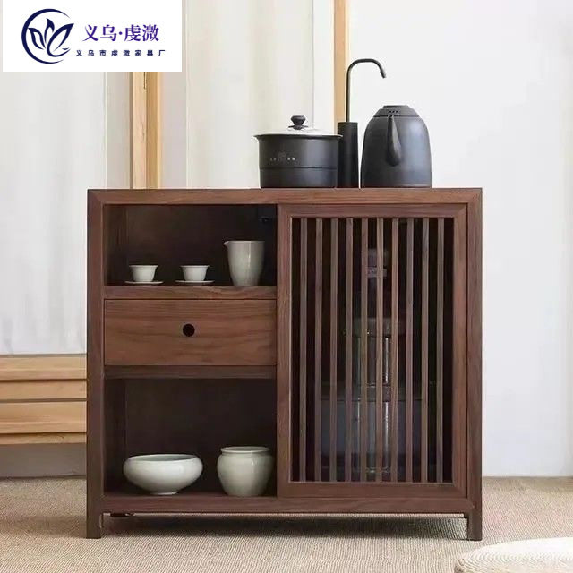 新中式老榆木茶水柜自动烧水壶泡茶一整套小户型水壶一体式茶水柜