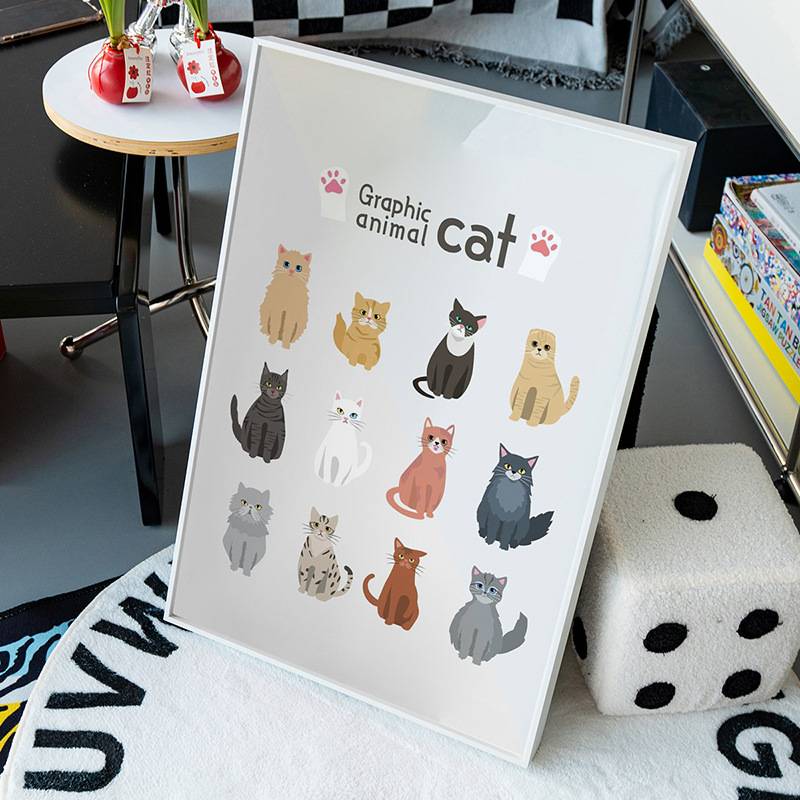 卡通猫狗品种 分类装饰画狗狗猫咪图鉴兽医店宠物店客厅卧室挂画图片