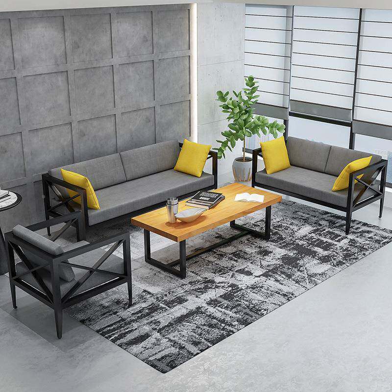 o待ft工风办公室铁艺业沙发茶几组合简约商务会客接l服装店RCK沙