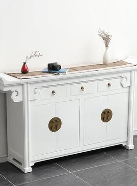 中仿古玄式关WES实木装饰柜新简约轻奢老榆木供桌白色隔酒店家具