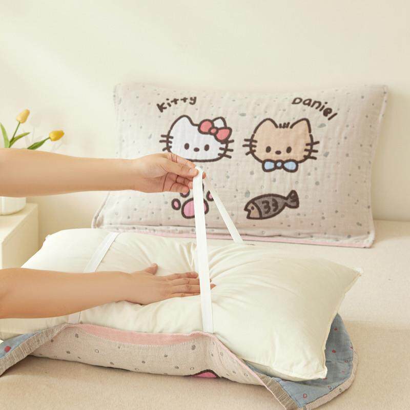 可固定枕巾棉一对IHB装纱枕头巾2025新款防头油纯防落脱布绑带