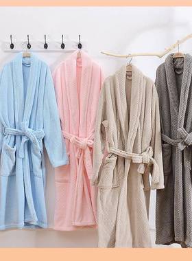 9店5N珊瑚24668绒菠萝格浴袍柔软家吸水加厚人居睡袍酒成洗浴浴衣