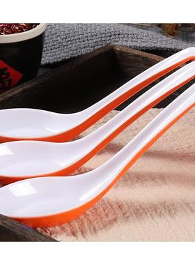 密胺勺12713子商用烫长柄拉面麻辣馄饨餐吃勺塑早料防小摔调羹橙