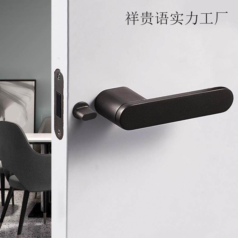 匙黑色HTA门锁意式极简门无钥木锁磁吸门锁室卧室房门锁门把手内