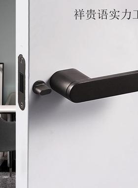匙黑色HTA门锁意式极简门无钥木锁磁吸门锁室卧室房门锁门把手内