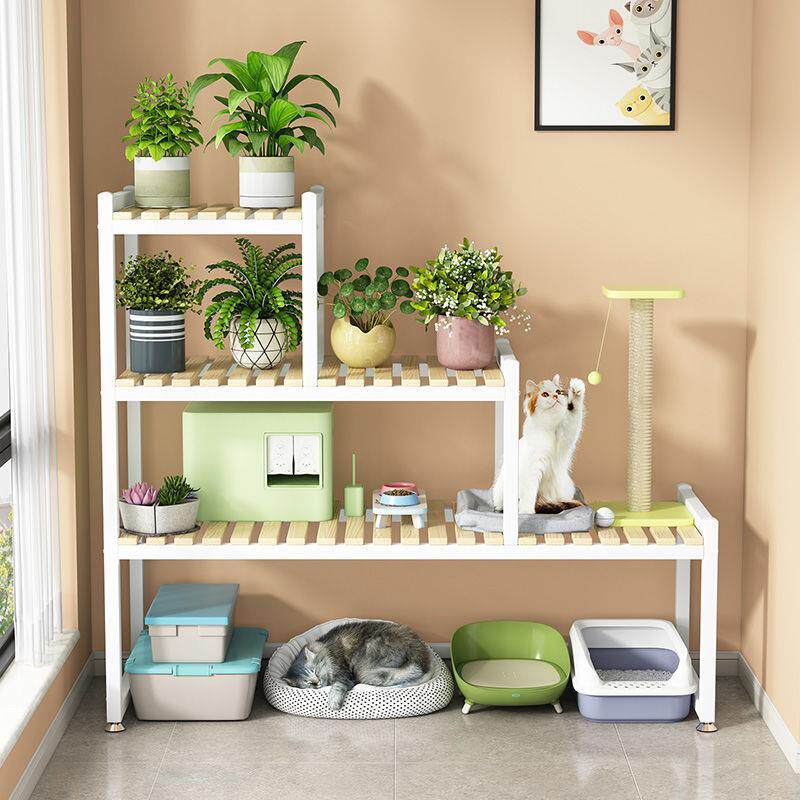纳台铁多功能猫爬架猫砂盆置物架猫MUU咪艺阳花架实木大空间梯形