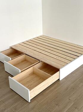 日式床头储物箱体榻榻米公民宿1.寓2米1.5小米无户型实木床94309