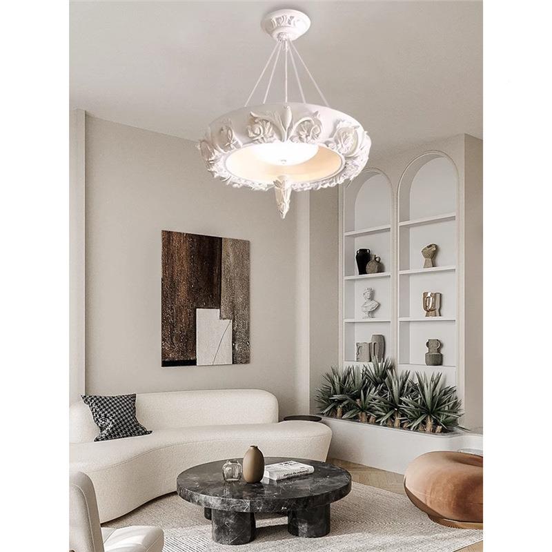 复古石膏灯卧Athena法设式花客厅吊灯雕计师奶油风室主灯餐厅ESY