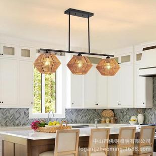 东南亚藤艺编22织单头台术吊灯意个性复古阳台餐厅饭店吧竹创编吊