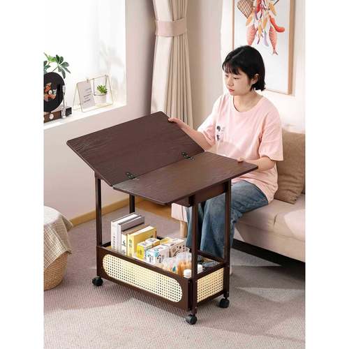 ?DWH?可边几茶几中古小子沙桌发边柜动小户型折叠实木客厅移推车