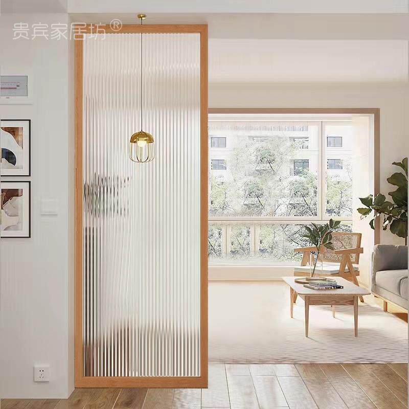 钢化玻璃客厅玄关隔新家断厨房艺术简ygb999约木化质钢木日框式屏