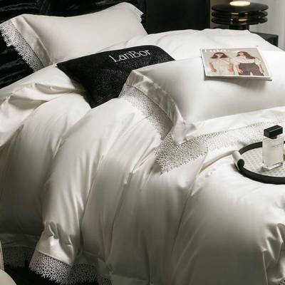 轻奢极简套风全棉丝蕾花边四件LB-57411套纯棉被柔裸睡床软单舒适