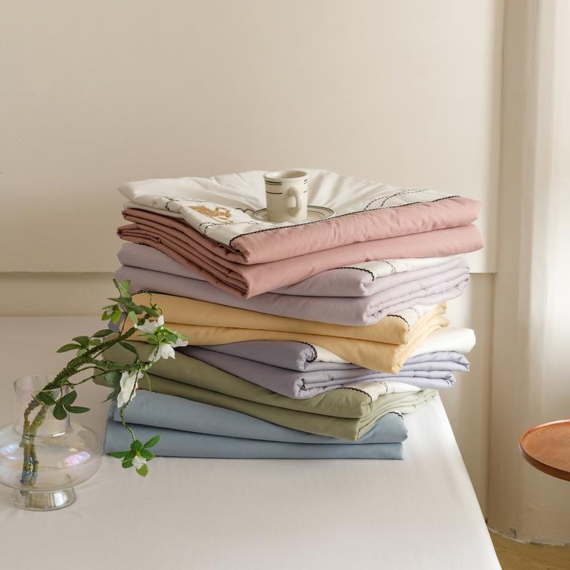 2刺02QWK5新款A类水洗棉套纯棉绣夏四件-挚爱15被0*200cm单夏被组