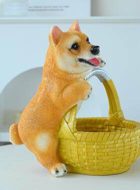 玄关装客电视AL100730柜摆厅设创意小狗进钥匙收纳家居品摆件饰入