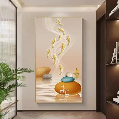 入户进门走廊过道墙挂壁画玄关BXT装饰画九图客轻奢高档鱼厅大气