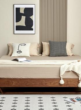 7K无床头实木床北美黑桃MKM2米木悬浮简约民胡宿日式板榻榻米双人