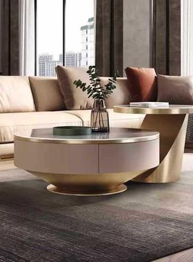 DS59STHS茶几新款轻奢约现客厅家用意式岩板极简圆形代户型小简简